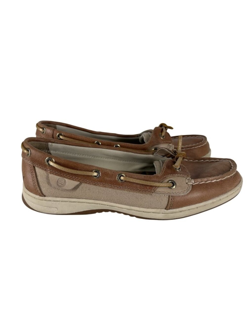 Sperry Women 7.5 Preppy Nautical Memory Foam Angelfish Metallic Linen Boat Shoes